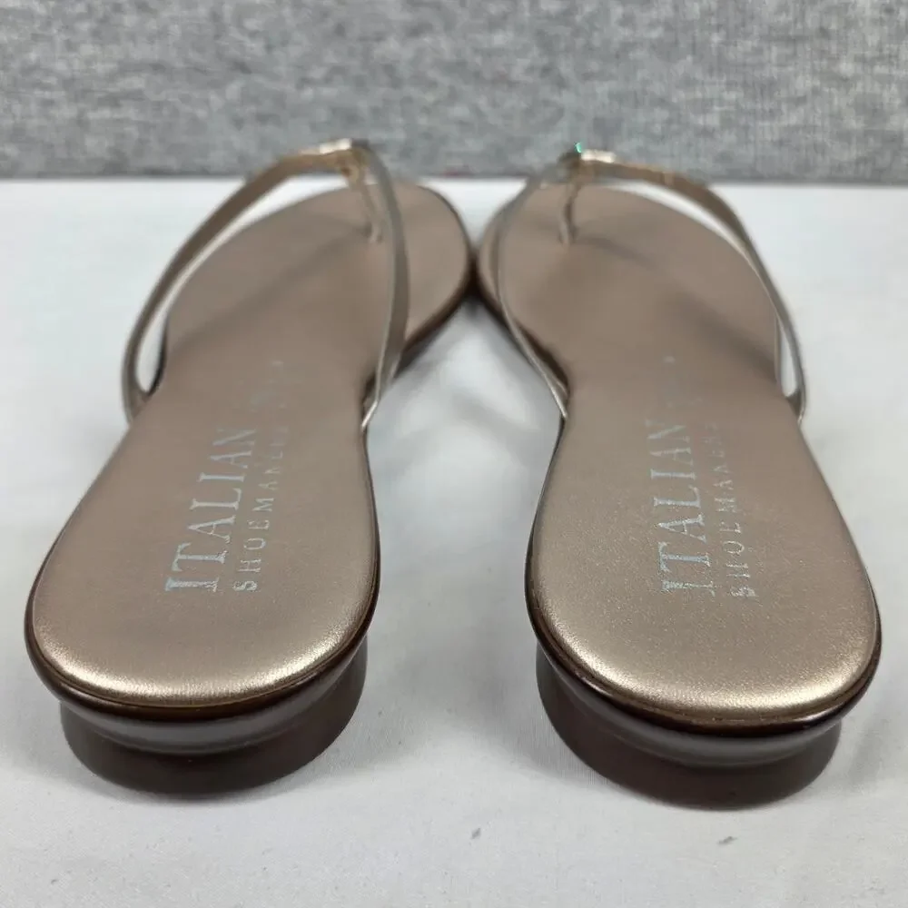 ITALIAN SHOEMAKERS RAMONI WOMEN’S METALLIC GOLD THONG SANDALS – SIZE 9 (NWOT)